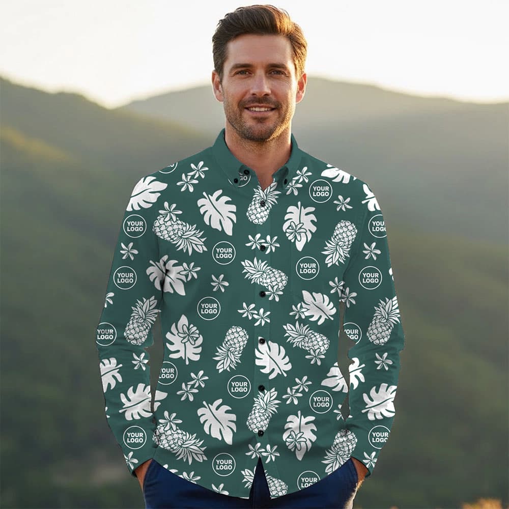 Ste™ Signature Pineapple Premium Hawaiian Long Sleeve Shirt 0